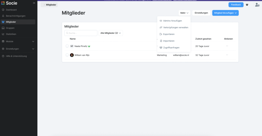Mitglieder importieren